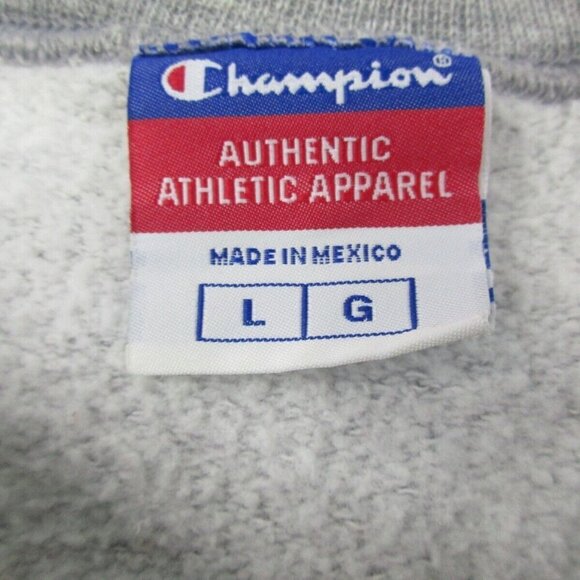 Champion Authentic Sweatshirt Mens Large Gray Fleece Lined Script Logo Pullover - Picture 5 of 10